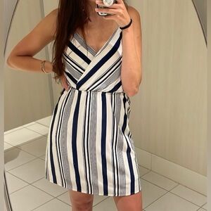 Striped Navy and White Monteau Dress